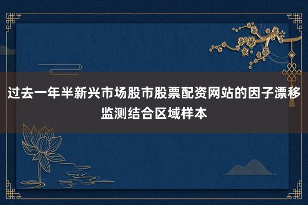 过去一年半新兴市场股市股票配资网站的因子漂移监测结合区域样本
