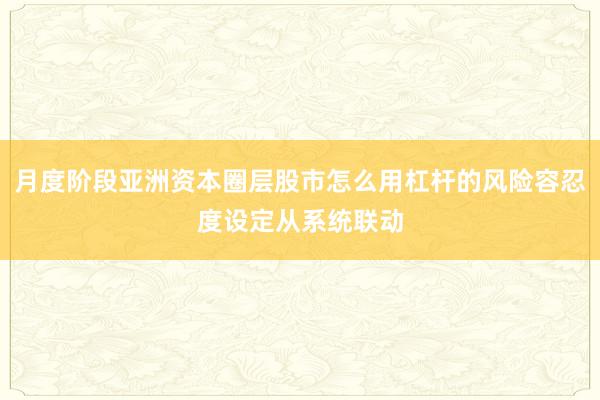 月度阶段亚洲资本圈层股市怎么用杠杆的风险容忍度设定从系统联动