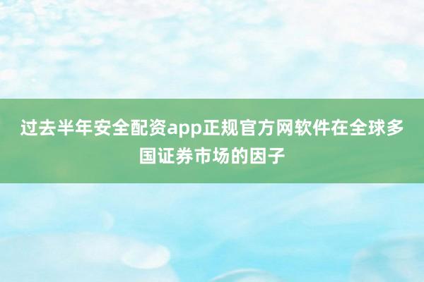 过去半年安全配资app正规官方网软件在全球多国证券市场的因子