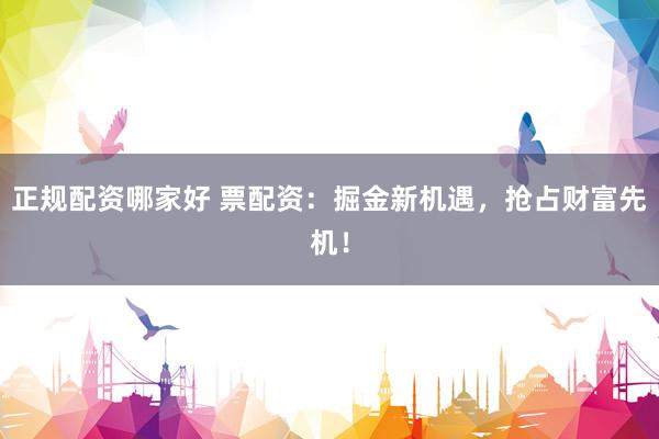 正规配资哪家好 票配资：掘金新机遇，抢占财富先机！