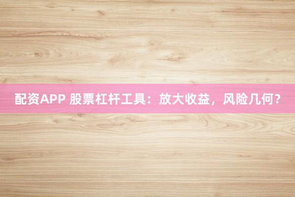 配资APP 股票杠杆工具：放大收益，风险几何？